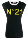 N°21 Nº21 对比LOGO T恤 - 黑色