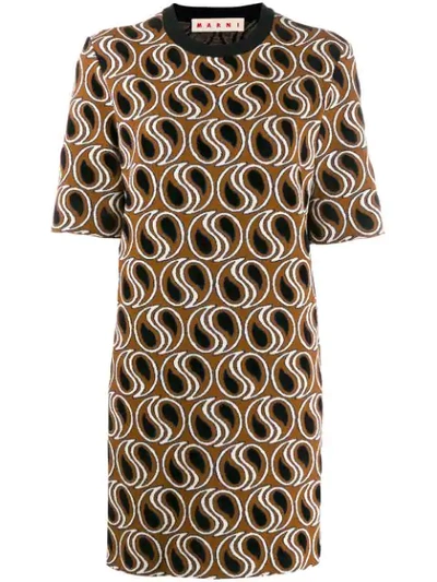 Marni Jacquard Knit Dress In Brown