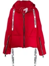 Khrisjoy Logo Drawstring Puffer Jacket In Red