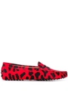 TOD'S TOD'S LEOPARD PRINT SLIPPERS - 红色