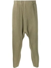 ISSEY MIYAKE HOMME PLISSÉ ISSEY MIYAKE DROPPED-CROTCH PLEATED TROUSERS - NEUTRALS