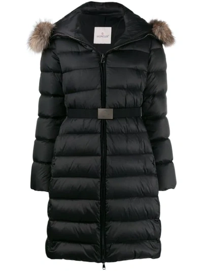 Moncler Hermifur Fitted Puffer Coat With Removable Fur Hood In