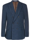 BRUNELLO CUCINELLI BRUNELLO CUCINELLI DOUBLE BREASTED BLAZER - 蓝色