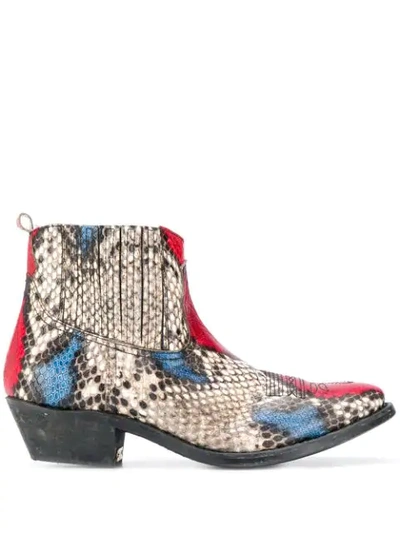 Golden Goose Crosby Snake-print Western Ankle Boots In Neutrals