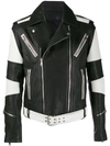 BALMAIN striped sleeve biker jacket