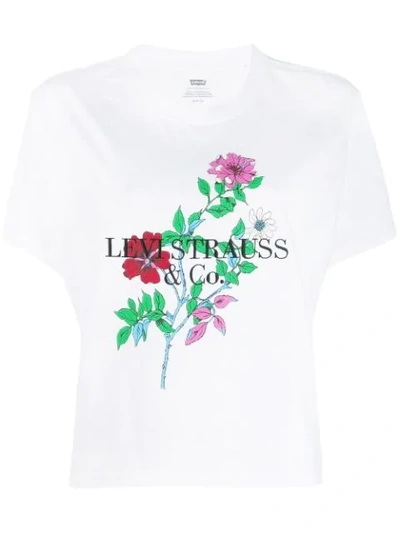 Levi's Flower Print Cropped T-shirt - 白色 In 0051 White
