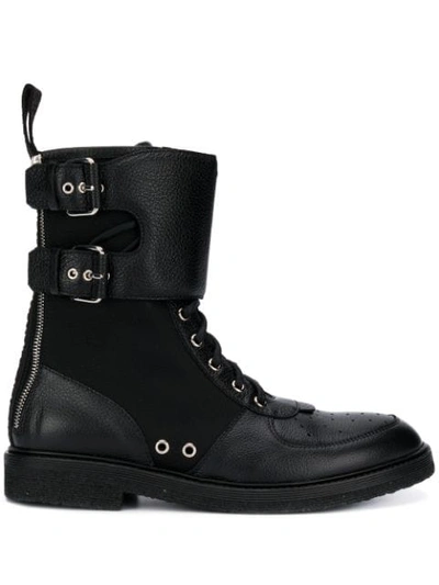 Balmain Leather & Nylon Maddox Ranger Boot In Black