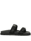 BOTTEGA VENETA BOTTEGA VENETA BUCKLED SLIDERS - 黑色