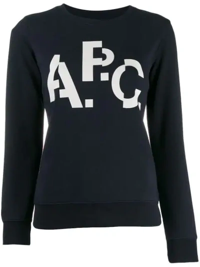 A.p.c. Logo Print Sweatshirt - 蓝色 In Navy