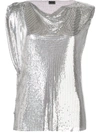 Rabanne Silver Mini Mesh Top In Silver