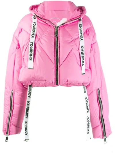 Khrisjoy Goose-down Cropped Puffer Jacket In Pink