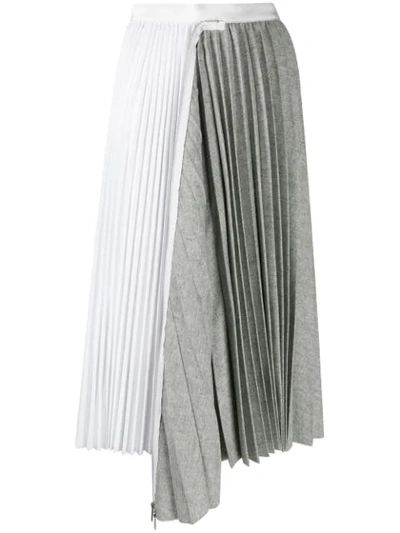 Sacai Patchwork Pleated Skirt In Grey