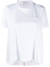SACAI PLEATED BACK STRUCTURED T-SHIRT