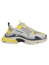 Balenciaga Triple S Logo-embroidered Leather, Nubuck And Mesh Sneakers In Yellow/grey/white