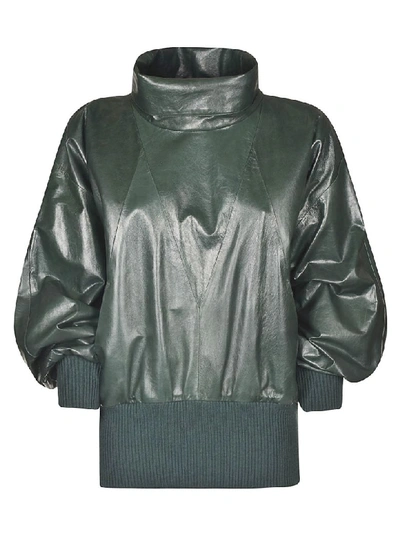 Givenchy Funnel Neck Top In Green Forest