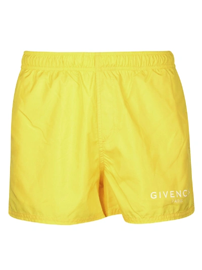 Givenchy Logo Print Swim Shorts In Yellow