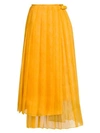 FENDI Feathered Organza Asymmetric Pleated Skirt