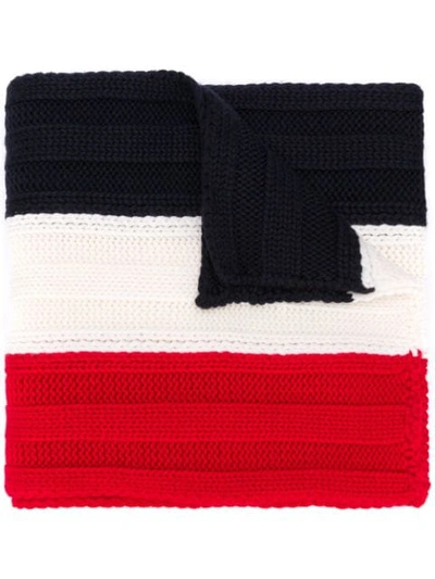 Moncler Tricolour Ribbed-knit Wool Scarf In Multicolour