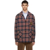 GUCCI GUCCI RED AND BLUE CHECK WOOL CREST JACKET