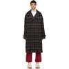 GUCCI GUCCI BLUE AND YELLOW CHECK HOODED COAT