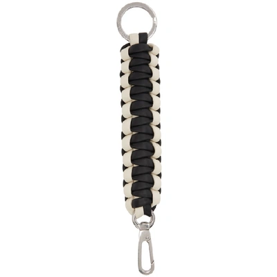 Bottega Veneta Black And White Knotted Rope Keychain In 9675-blk/wh