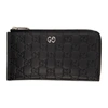 GUCCI GUCCI BLACK GG PRINT SIGNATURE ZIP WALLET