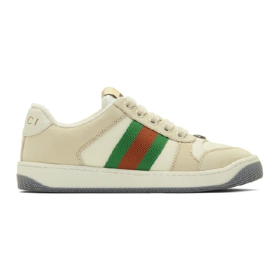 Gucci Screener Canvas-trimmed Leather Trainers In White