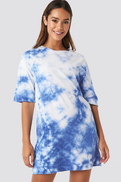 Na-kd Oversized Tie Dye T-shirt Dress - Blue