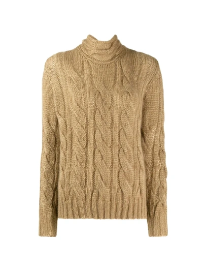 Prada Tie-back Cable-knit Sweater In Neutrals