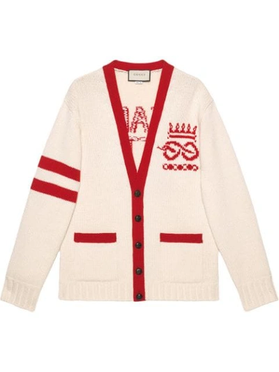 Gucci Far Better Not Slogan-jacquard Wool Cardigan In White