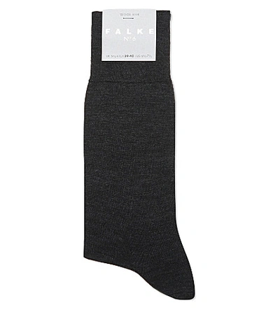 Falke No. 6 Wool And Silk-blend Socks In Anthra.mel