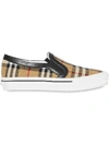 Burberry Beige Delaware Monogram Slip-on Sneakers In White