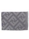 FENDI MONOGRAM GREY WOOL & CASHMERE SHAWL,11010530