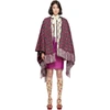 GUCCI GUCCI PINK AND BLACK JACQUARD STRIPE GG PONCHO