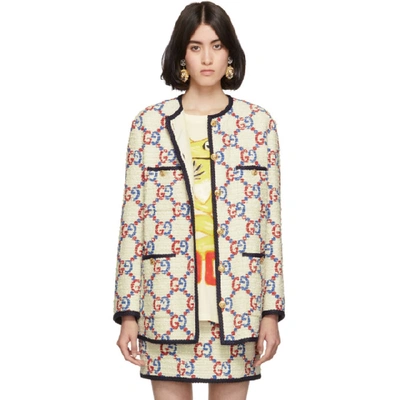 Gucci Oversized Gg Sylvie Tweed Jacket In White,multi
