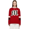 MSGM MSGM RED KNIT LOGO SWEATER