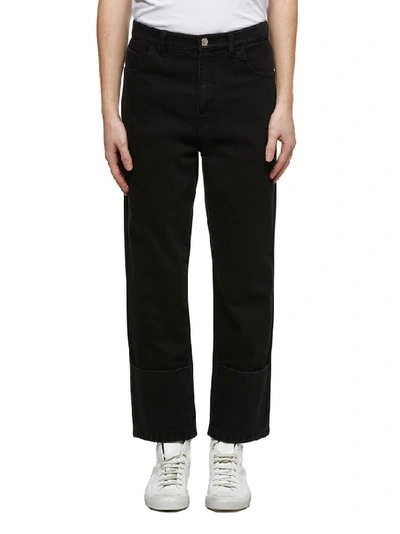 Raf Simons Logo Patch Cropped Jeans In Black