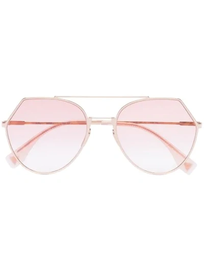 Fendi Eyewear Angular Frame Sunglasses - 粉色 In Pink