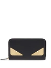 Fendi Black & Gold Bag Bugs Continental Wallet In F0kur Black