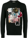Fendi Virgin Wool Knit Sweater W/karl Patch In Black