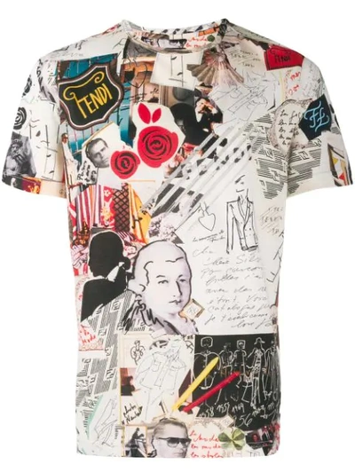 Fendi T-shirt Mit Karl Kollage-print In Multicolour