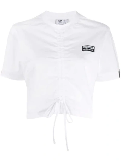 Adidas Originals Ruched Drawstring T-shirt In White