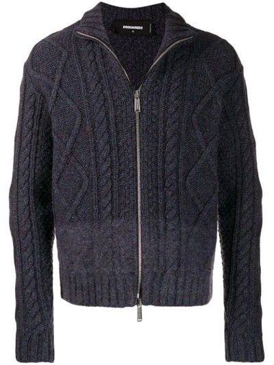 Dsquared2 Cable Knit Cardigan In Grey