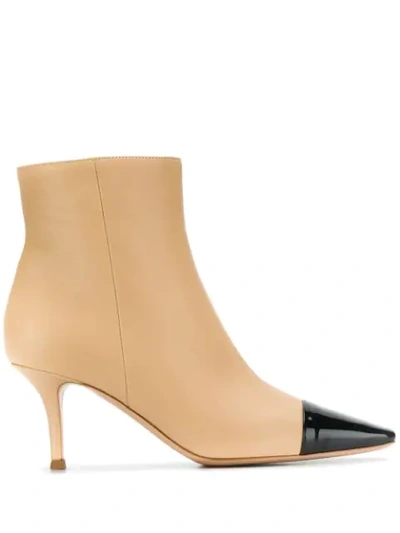 Gianvito Rossi 70 Two-tone Leather Ankle Boots In Beige