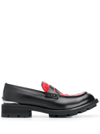 Alexander Mcqueen Contrast Penny Loafers - 黑色 In 1091