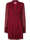 Saint Laurent Leopard-print Crepe De Chine Mini Dress In Red