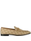 Gucci Jordaan Gg-jacquard Canvas Loafers In Neutrals