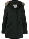 Woolrich Fur-trimmed Hooded Parka In Black