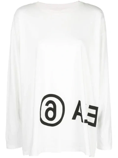 Mm6 Maison Margiela Logo Long-sleeved T-shirt In White