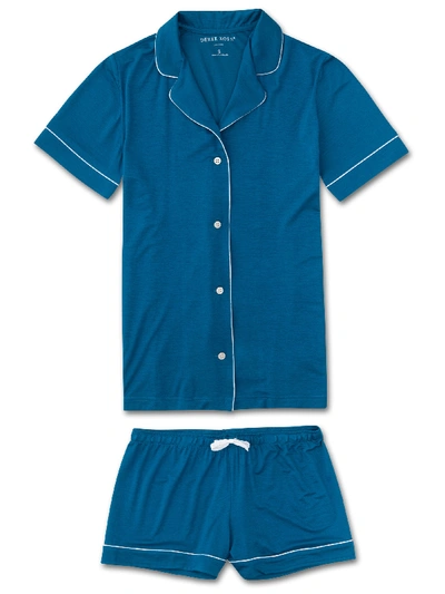 Derek Rose Women's Jersey Shortie Pyjamas Carla 3 Micro Modal Stretch Ocean In Blue